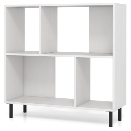 Bücherregal mit 4 Ablagen, Metallbeine, Weiß, 90x30x90 cm