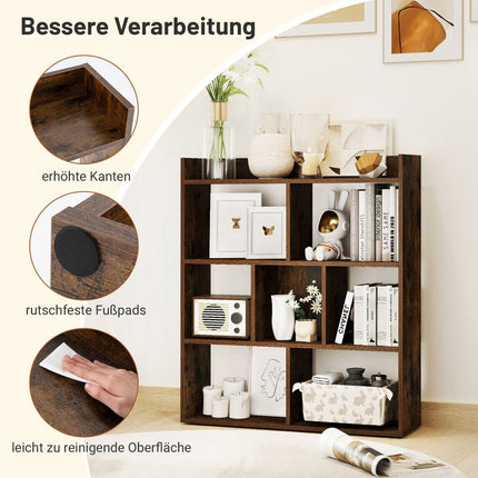 Bücherregal mit 7 Fächern, 80x20x90 cm, Kaffeefarben