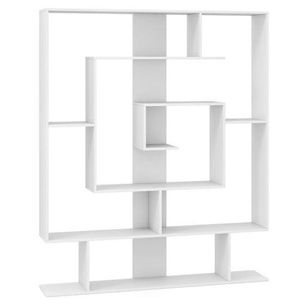 Bücherregal mit 7 Etagen – Geometrisches Design, Weiß