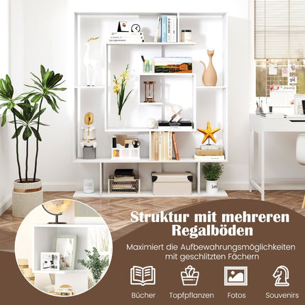 Bücherregal mit 7 Etagen – Geometrisches Design, Weiß