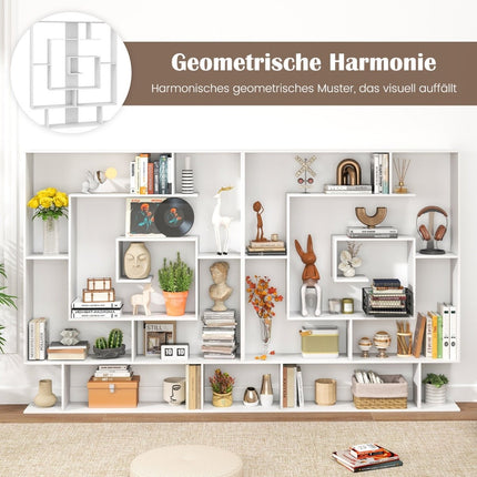 Bücherregal mit 7 Etagen – Geometrisches Design, Weiß