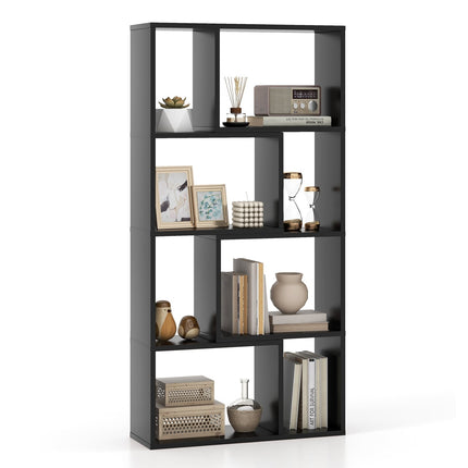 Bibliothèque à 8 compartiments, 4 niveaux, 60 x 20 x 120 cm, noire