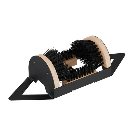 Nettoyeur de bottes avec brosses périphériques et repose-pieds