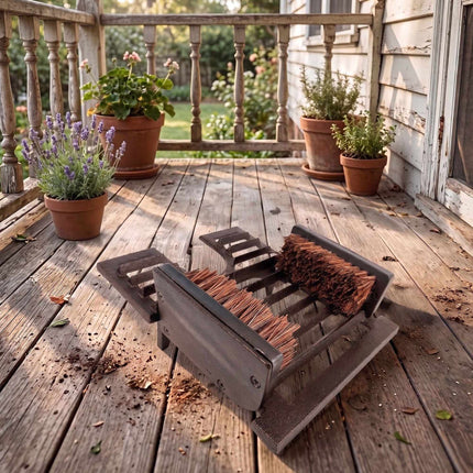 Grattoir à bottes, grille en fonte avec cric intégré
