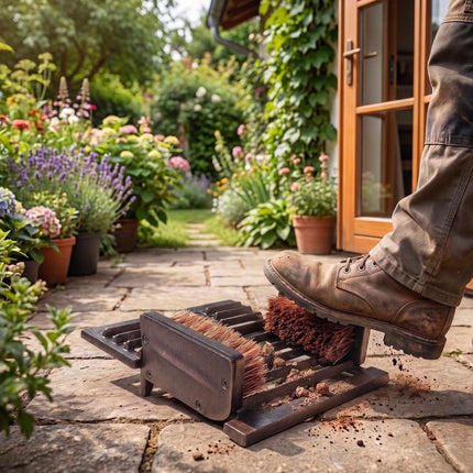 Grattoir à bottes, grille en fonte avec cric intégré