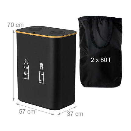 Collecteur de bouteilles avec 2 sacs amovibles, capacité de 160 L