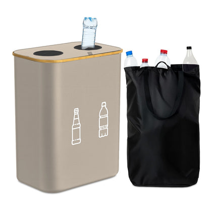 Collecteur de bouteilles avec 2 sacs amovibles, capacité de 160 L