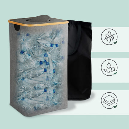 Collecteur de bouteilles avec couvercle, capacité de 100 L, sac amovible