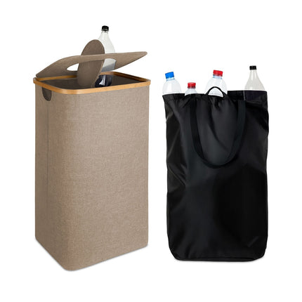 Collecteur de bouteilles avec couvercle, capacité de 100 L, sac amovible