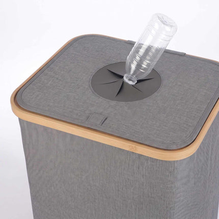 Flaschenpfandbehälter, 100 l – Grau, Bambus & Polyester