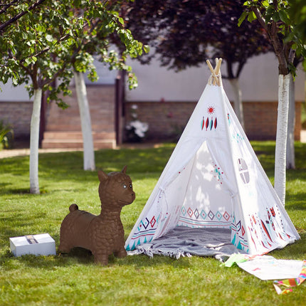 Lama animal rebondissant en marron
