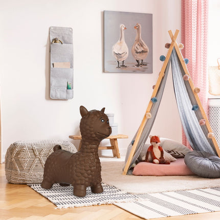 Lama animal rebondissant en marron