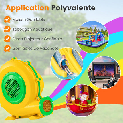 Souffleur pour château gonflable 950W avec poignée et piquets de fixation au sol
