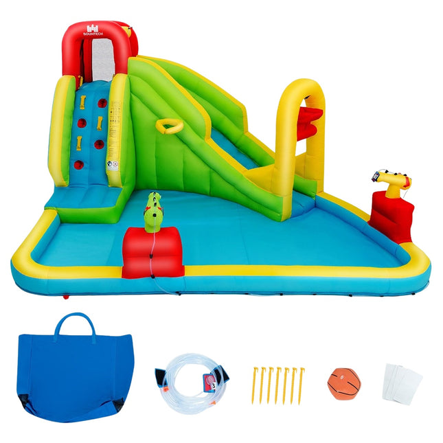 Hüpfburg Aufblasbares Spielbecken Wasserpark Planschbecken mit Rutsche 400 x 335 x 230 cm Farbig