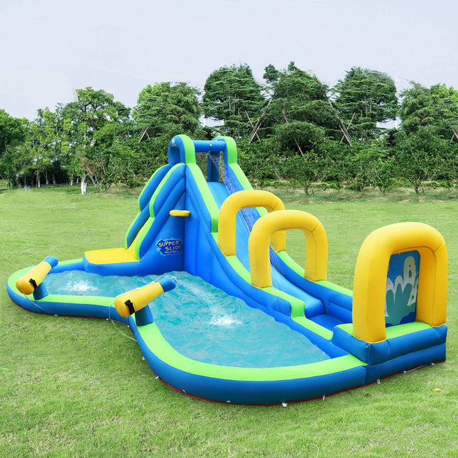 Hüpfburg Aufblasbare Wasserrutsche Spielbecken Wasserpark mit Rutsche 478x365x242cm