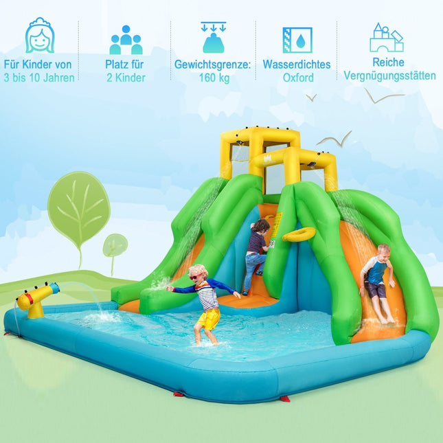 Hüpfburg Wasserpark mit zwei Rutschen Kletterwand 400 x 361 x 255 cm (ohne Gebläse)