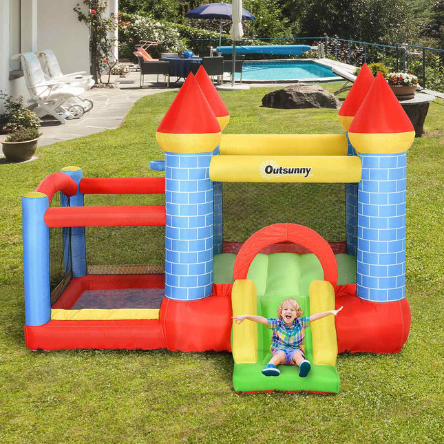 Hüpfburg aufblasbar mit Rutsche und Pool für Kinder 3-8