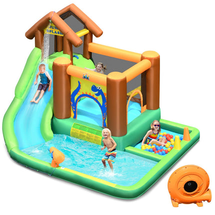 Château gonflable avec souffleur Parc toboggan aquatique gonflable avec toboggan 368 x 303 x 230 cm Coloré