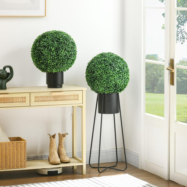 Boule de buis lot de 2 plantes artificielles avec protection UV, pour intérieur et extérieur, vert