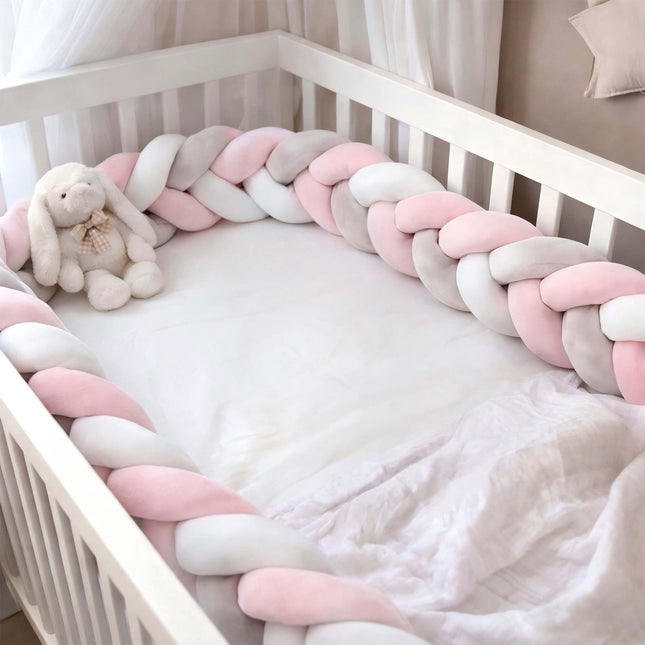 Tour de lit bébé tressé, 220 cm – Doux et coloré