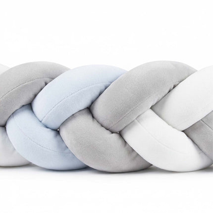 Geflochtene Kinderbettumrandung, 220 cm – Blau-Grau