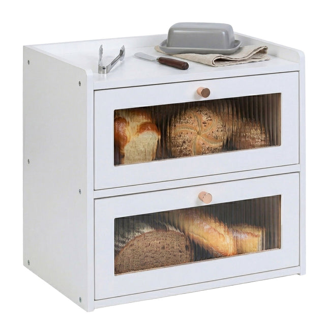 Brotkasten, Bambus, 2-stufig mit Sichtfenster