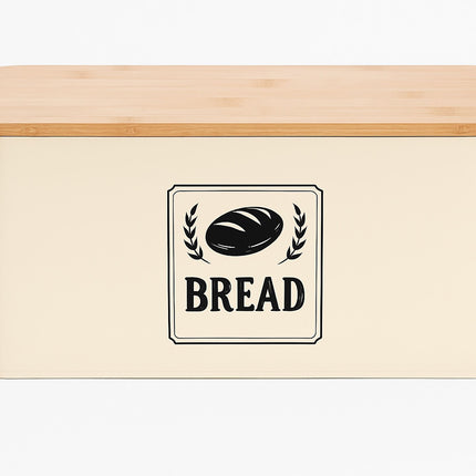 Brotkasten mit Bambusdeckel – Retro-Design, Metallgehäuse