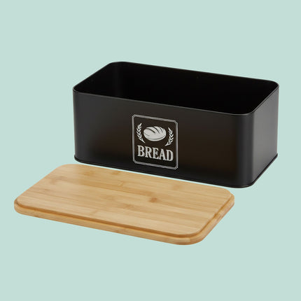 Brotkasten mit Bambusdeckel – Retro-Design, Metallgehäuse
