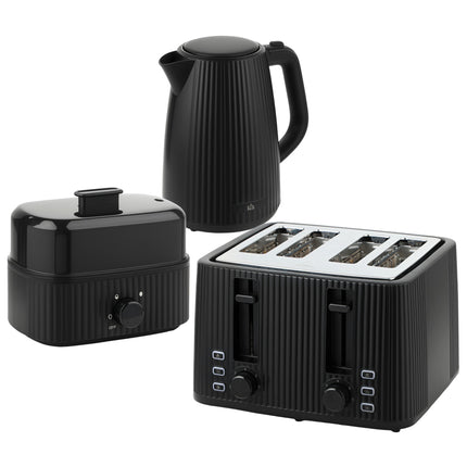 Frühstücks-Set: 1,7-L-Wasserkocher, 4-Schlitz-Toaster, Eierkocher