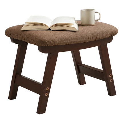 Repose-pieds ergonomique marron, bois de hêtre et lin, 29 x 40 x 25 cm