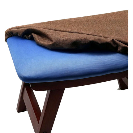 Repose-pieds ergonomique marron, bois de hêtre et lin, 29 x 40 x 25 cm