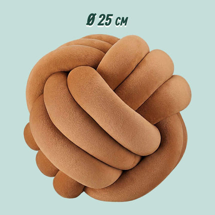 Oreiller nœud marron – 25 cm, mousse de polyester