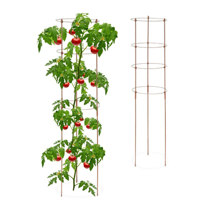 Tuteurs pour plantes marron avec anneaux, 120 cm