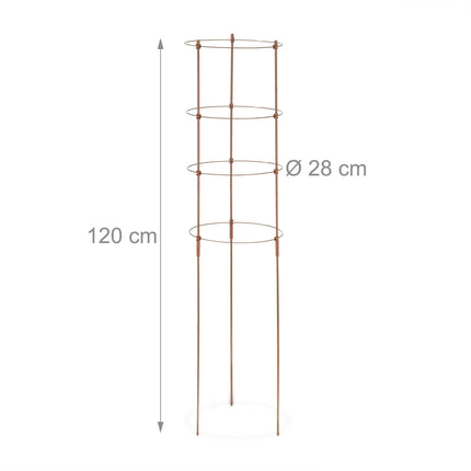 Tuteurs pour plantes marron avec anneaux, 120 cm