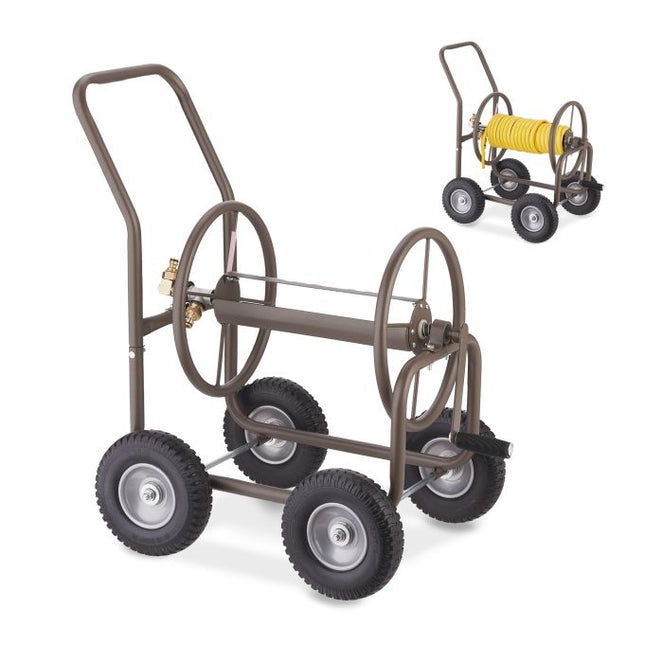 Chariot porte-tuyau en acier marron
