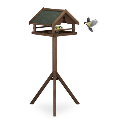 Table à oiseaux marron sur poteau