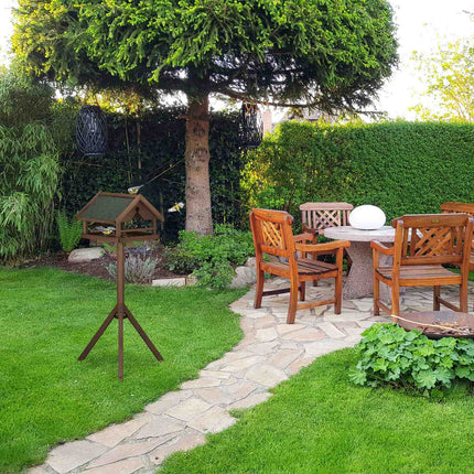 Table à oiseaux marron sur poteau