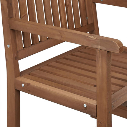 Braune Gartenbank mit Tisch