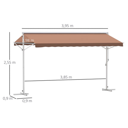 Braune Terrassenmarkise mit Gelenkarm, 4x3M Gartenschirm