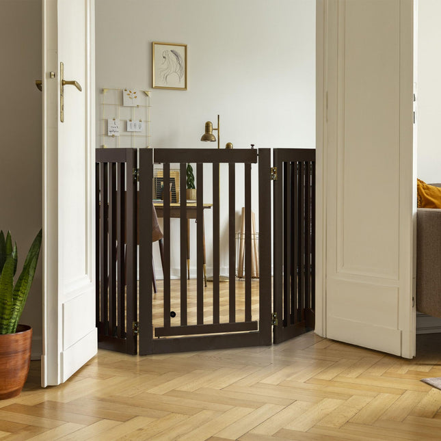 Portail de sécurité marron avec porte 70 cm