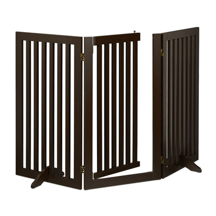 Portail de sécurité marron avec porte 92 cm