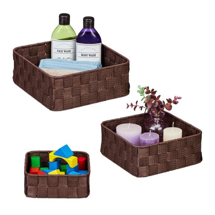 Lot de 3 paniers de rangement marron