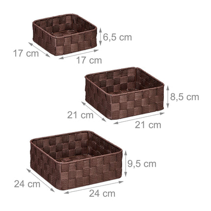 Lot de 3 paniers de rangement marron