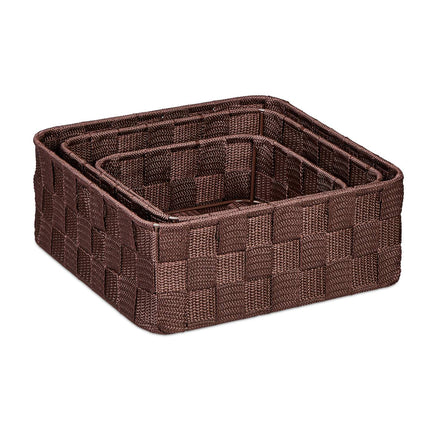 Lot de 3 paniers de rangement marron