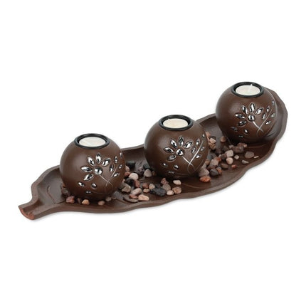 Photophore marron avec plateau