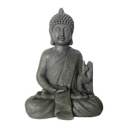 Statue de Bouddha 52 cm, résine polyuréthane résistante aux intempéries, finition pierre