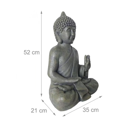 Statue de Bouddha 52 cm, résine polyuréthane résistante aux intempéries, finition pierre