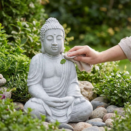 Statue de Bouddha, 70 cm, gris pierre, résistante aux intempéries
