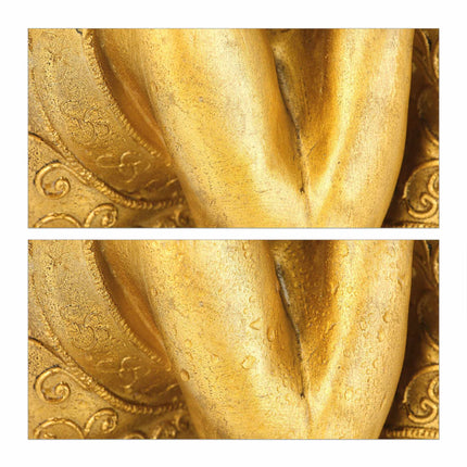Statue de Bouddha avec la tête sur le genou