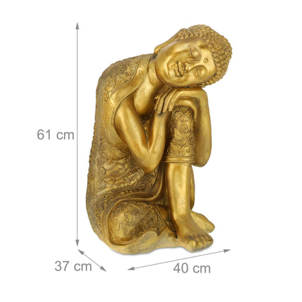 Statue de Bouddha avec la tête sur le genou